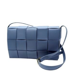 Valentina Fiore woven blue bag